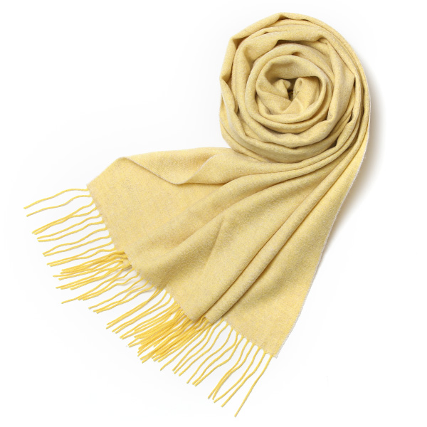 NORTH PEACE FARM(ノースピースファーム) カシミヤ100％ ストール(170×60cm) イエロー/ライトベージュ