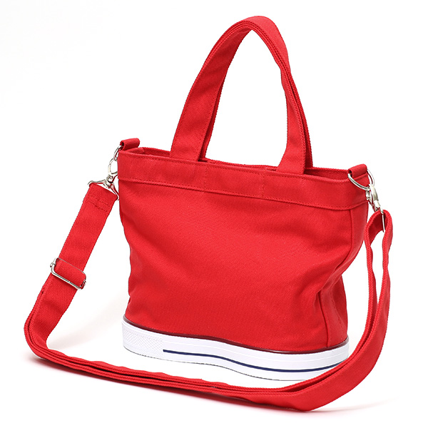 ミニトートバッグ ショルダーベルト付き メンズ レディース ブランド キャンバス レッド ワイン 赤色 手提げ 手さげ バッグ ショッピング 小さめ お出かけ 小ぶり 小さい 布 帆布 靴 スニーカー オケル(OKERU) C-TYPE