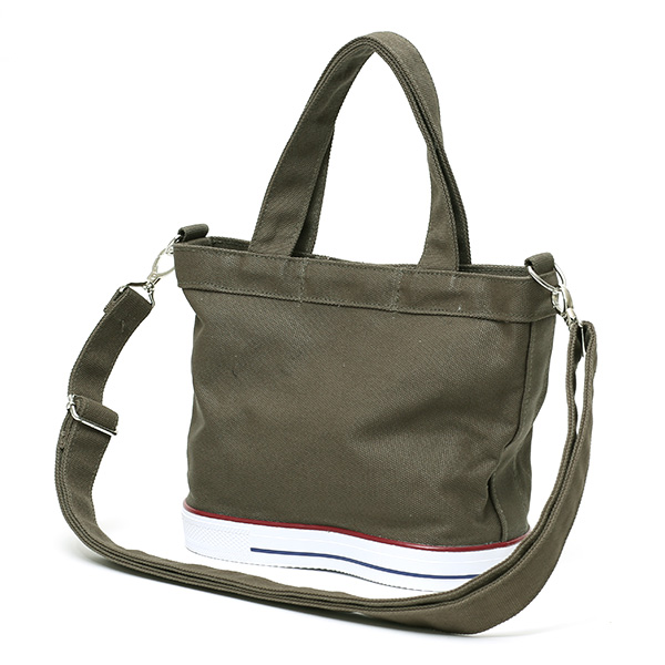 ミニトートバッグ ショルダーベルト付き メンズ レディース ブランド キャンバス グリーン 緑色 手提げ 手さげ バッグ ショッピング 小さめ お出かけ 小ぶり 小さい 布 帆布 靴 スニーカー オケル(OKERU) C-TYPE