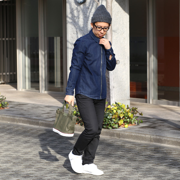 ミニトートバッグ ショルダーベルト付き メンズ レディース ブランド キャンバス グリーン 緑色 手提げ 手さげ バッグ ショッピング 小さめ お出かけ 小ぶり 小さい 布 帆布 靴 スニーカー オケル(OKERU) C-TYPE