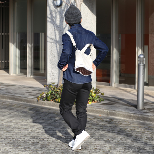 ミニトートバッグ ショルダーベルト付き メンズ レディース ブランド キャンバス ホワイト 白色 手提げ 手さげ バッグ ショッピング 小さめ お出かけ 小ぶり 小さい 布 帆布 靴 スニーカー オケル(OKERU) C-TYPE