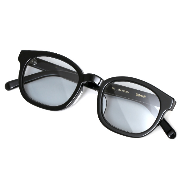  サングラス メンズ 日本 ブランド 薄い 色 レンズ ブラック 黒 黒色 パリジャン ウェリントン フレンチビンテージ 黒縁 オシャレ 国産 鯖江 日本製 高級 手磨き ハンドメイド プレゼント ギフト QWON クヲン クオン MATSOUA マツワ Sunglass