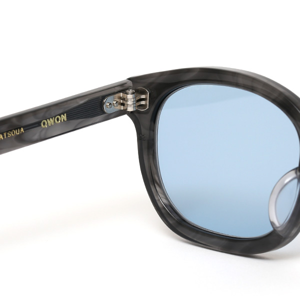  サングラス メンズ 日本 ブランド 薄い 色 レンズ グレー グレイ 灰色 パリジャン ウェリントン フレンチビンテージ 黒縁 オシャレ 国産 鯖江 日本製 高級 手磨き ハンドメイド プレゼント ギフト QWON クヲン クオン MATSOUA マツワ Sunglass