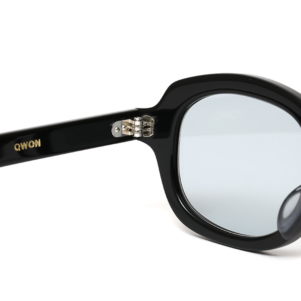  サングラス メンズ 日本 ブランド 薄い 色 レンズ ブラック 黒 黒色 オーバル スクエア ロック 黒縁 オシャレ 国産 鯖江 日本製 高級 手磨き ハンドメイド プレゼント ギフト QWON クヲン クオン MOJO モジョ Sunglass