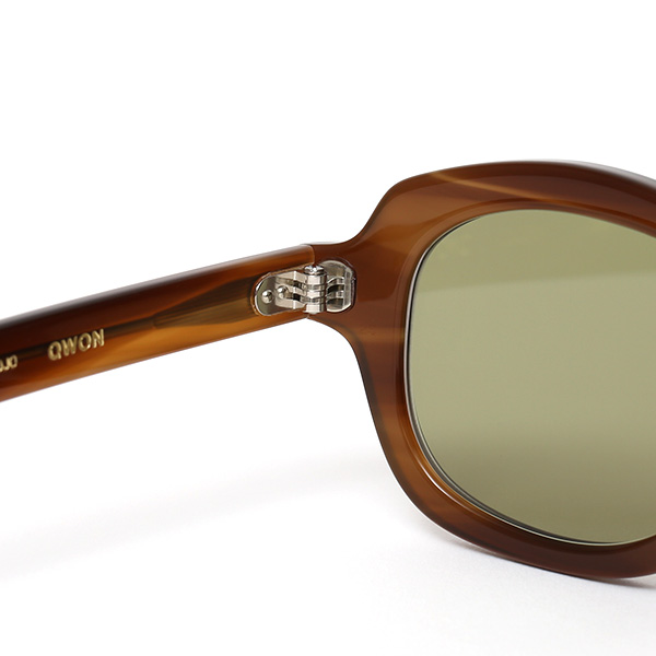  サングラス メンズ 日本 ブランド 薄い 色 レンズ ブラウン 茶 茶色 オーバル スクエア ロック 黒縁 オシャレ 国産 鯖江 日本製 高級 手磨き ハンドメイド プレゼント ギフト QWON クヲン クオン MOJO モジョ Sunglass