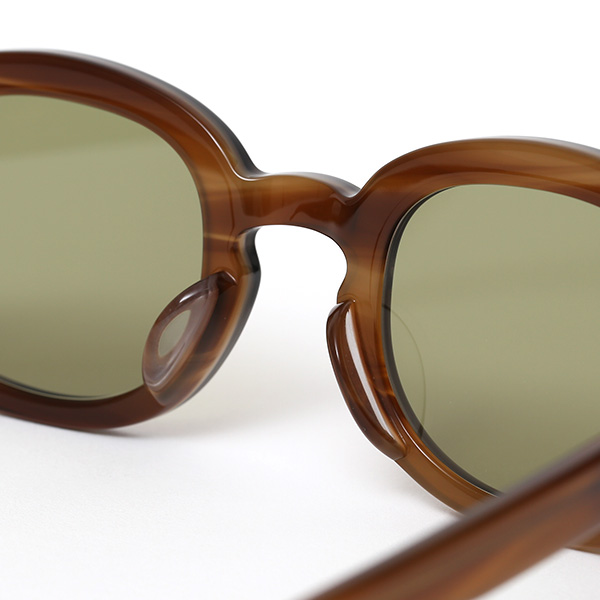  サングラス メンズ 日本 ブランド 薄い 色 レンズ ブラウン 茶 茶色 オーバル スクエア ロック 黒縁 オシャレ 国産 鯖江 日本製 高級 手磨き ハンドメイド プレゼント ギフト QWON クヲン クオン MOJO モジョ Sunglass