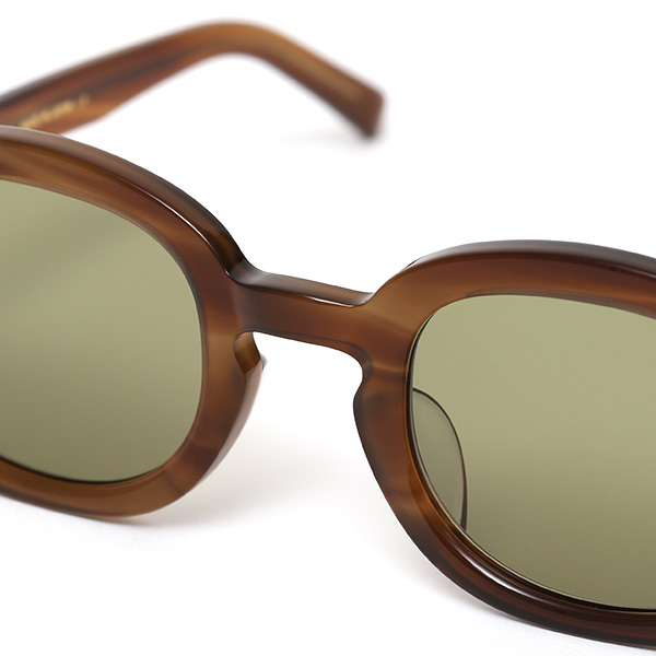  サングラス メンズ 日本 ブランド 薄い 色 レンズ ブラウン 茶 茶色 オーバル スクエア ロック 黒縁 オシャレ 国産 鯖江 日本製 高級 手磨き ハンドメイド プレゼント ギフト QWON クヲン クオン MOJO モジョ Sunglass