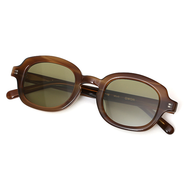  サングラス メンズ 日本 ブランド 薄い 色 レンズ ブラウン 茶 茶色 オーバル スクエア ロック 黒縁 オシャレ 国産 鯖江 日本製 高級 手磨き ハンドメイド プレゼント ギフト QWON クヲン クオン MOJO モジョ Sunglass