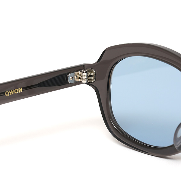  サングラス メンズ 日本 ブランド 薄い 色 レンズ グレー グレイ 灰色 オーバル スクエア ロック 黒縁 オシャレ 国産 鯖江 日本製 高級 手磨き ハンドメイド プレゼント ギフト QWON クヲン クオン MOJO モジョ Sunglass