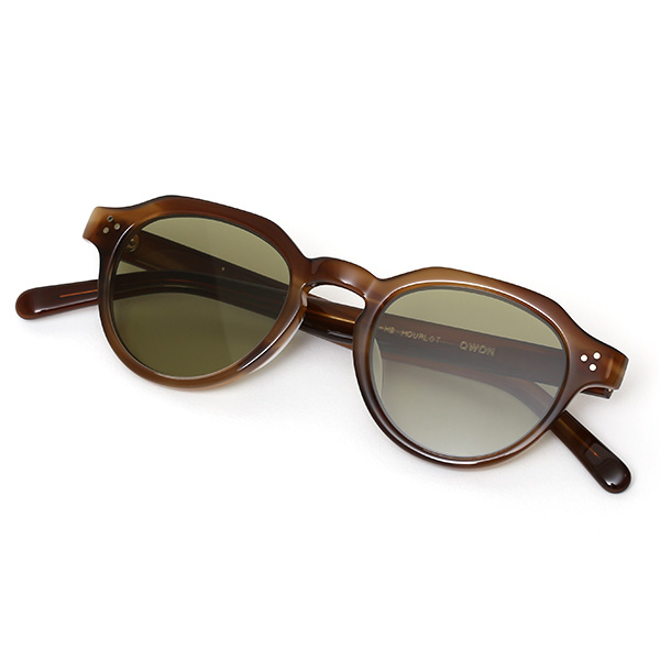  サングラス メンズ 日本 ブランド 薄い 色 レンズ ブラウン 茶 茶色 クラウンパント ボストン フレンチビンテージ 黒縁 オシャレ 国産 鯖江 日本製 高級 手磨き ハンドメイド プレゼント ギフト QWON クヲン クオン MOURLOT ムルロ Sunglass