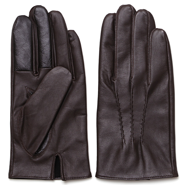 佐々木手袋 メンズ 牛革 三本山革手袋 ダークブラウン