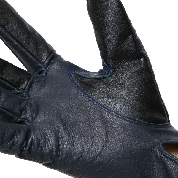  佐々木手袋 日本製 牛革 レザー メンズ 手袋 スマートフォン対応 ブルー ネイビー 青色 防寒 革手袋 本革 国産 オールレザー 化粧箱付き スマホ対応 タッチパネル 操作可能 高級 おしゃれ プレゼント 男性 大人 通勤 三本山 経年変化 味わい 暖かい