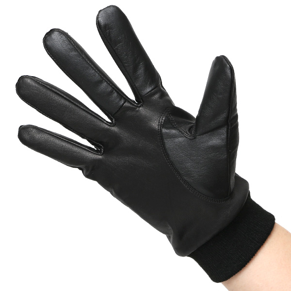  佐々木手袋 日本製 牛革 レザー メンズ 手袋 スマートフォン対応 ブラック 黒 黒色 リブ付き カフス付き 防寒 革手袋 本革 国産 オールレザー 化粧箱付き スマホ対応 タッチパネル 操作可能 高級 おしゃれ プレゼント 男性 大人 通勤 三本山 暖かい