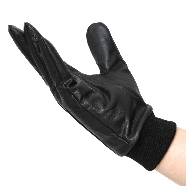  佐々木手袋 日本製 牛革 レザー メンズ 手袋 スマートフォン対応 ブラック 黒 黒色 リブ付き カフス付き 防寒 革手袋 本革 国産 オールレザー 化粧箱付き スマホ対応 タッチパネル 操作可能 高級 おしゃれ プレゼント 男性 大人 通勤 三本山 暖かい