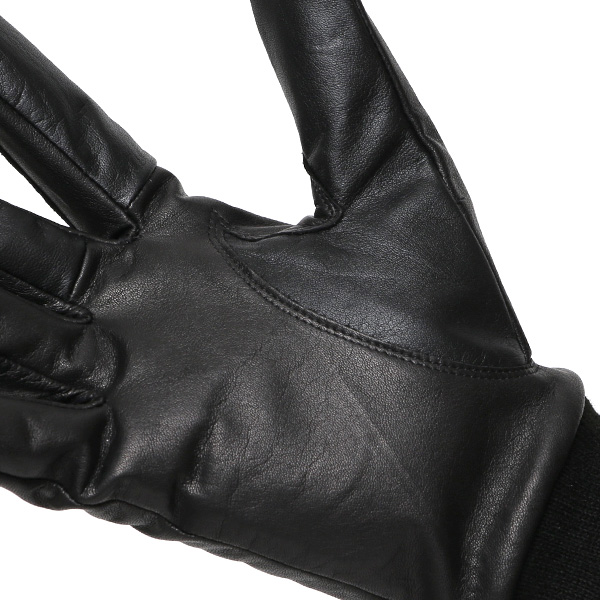  佐々木手袋 日本製 牛革 レザー メンズ 手袋 スマートフォン対応 ブラック 黒 黒色 リブ付き カフス付き 防寒 革手袋 本革 国産 オールレザー 化粧箱付き スマホ対応 タッチパネル 操作可能 高級 おしゃれ プレゼント 男性 大人 通勤 三本山 暖かい