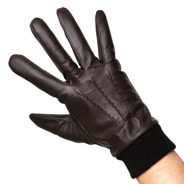  佐々木手袋 日本製 牛革 レザー メンズ 手袋 スマートフォン対応 ダークブラウン ブラウン 茶 茶色 リブ付き カフス付き 防寒 革手袋 本革 国産 オールレザー 化粧箱付き スマホ対応 タッチパネル 操作可能 高級 おしゃれ プレゼント 男性 大人 通勤 三本山 暖かい