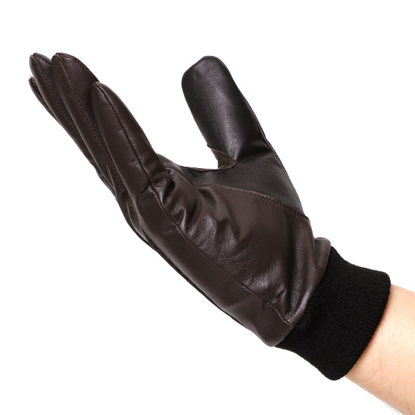  佐々木手袋 日本製 牛革 レザー メンズ 手袋 スマートフォン対応 ダークブラウン ブラウン 茶 茶色 リブ付き カフス付き 防寒 革手袋 本革 国産 オールレザー 化粧箱付き スマホ対応 タッチパネル 操作可能 高級 おしゃれ プレゼント 男性 大人 通勤 三本山 暖かい