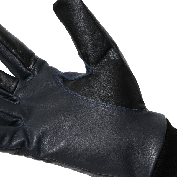  佐々木手袋 日本製 牛革 レザー メンズ 手袋 スマートフォン対応 ブルー ネイビー 青色 リブ付き カフス付き 防寒 革手袋 本革 国産 オールレザー 化粧箱付き スマホ対応 タッチパネル 操作可能 高級 おしゃれ プレゼント 男性 大人 通勤 三本山 暖かい