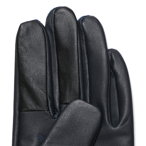  佐々木手袋 日本製 牛革 レザー メンズ 手袋 スマートフォン対応 ブルー ネイビー 青色 リブ付き カフス付き 防寒 革手袋 本革 国産 オールレザー 化粧箱付き スマホ対応 タッチパネル 操作可能 高級 おしゃれ プレゼント 男性 大人 通勤 三本山 暖かい
