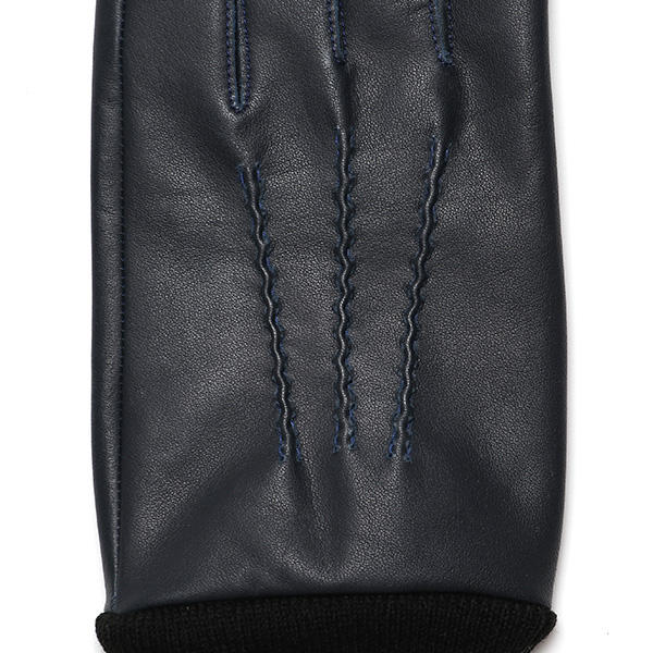  佐々木手袋 日本製 牛革 レザー メンズ 手袋 スマートフォン対応 ブルー ネイビー 青色 リブ付き カフス付き 防寒 革手袋 本革 国産 オールレザー 化粧箱付き スマホ対応 タッチパネル 操作可能 高級 おしゃれ プレゼント 男性 大人 通勤 三本山 暖かい