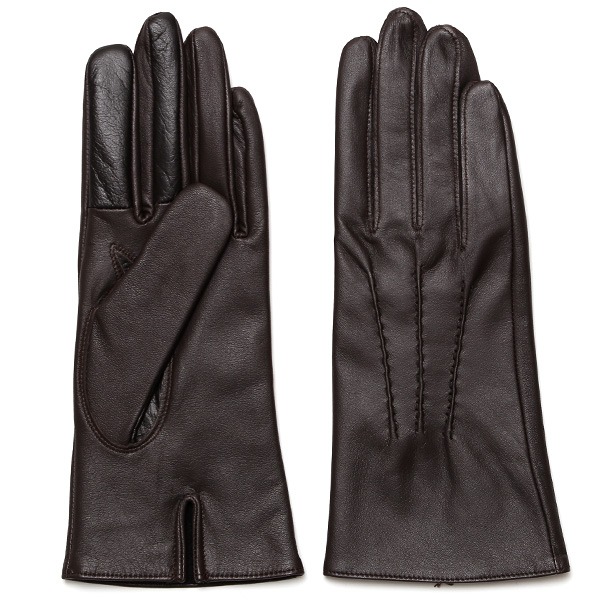 佐々木手袋 レディース 牛革 三本山革手袋 ダークブラウン