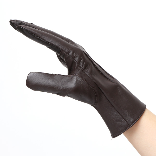  佐々木手袋 日本製 牛革 レザー レディース 手袋 スマートフォン対応 ダークブラウン ブラウン 茶 茶色 防寒 革手袋 本革 国産 オールレザー 化粧箱付き スマホ対応 タッチパネル 操作可能 高級 おしゃれ プレゼント 女性 大人 通勤 三本山 経年変化 味わい 暖かい