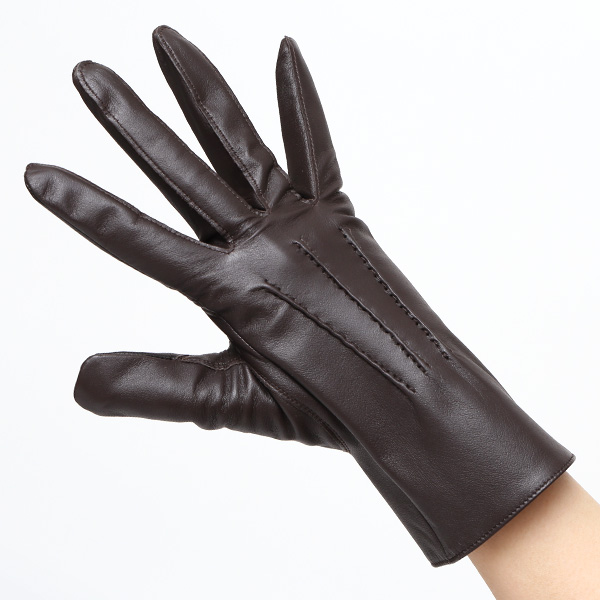  佐々木手袋 日本製 牛革 レザー レディース 手袋 スマートフォン対応 ダークブラウン ブラウン 茶 茶色 防寒 革手袋 本革 国産 オールレザー 化粧箱付き スマホ対応 タッチパネル 操作可能 高級 おしゃれ プレゼント 女性 大人 通勤 三本山 経年変化 味わい 暖かい