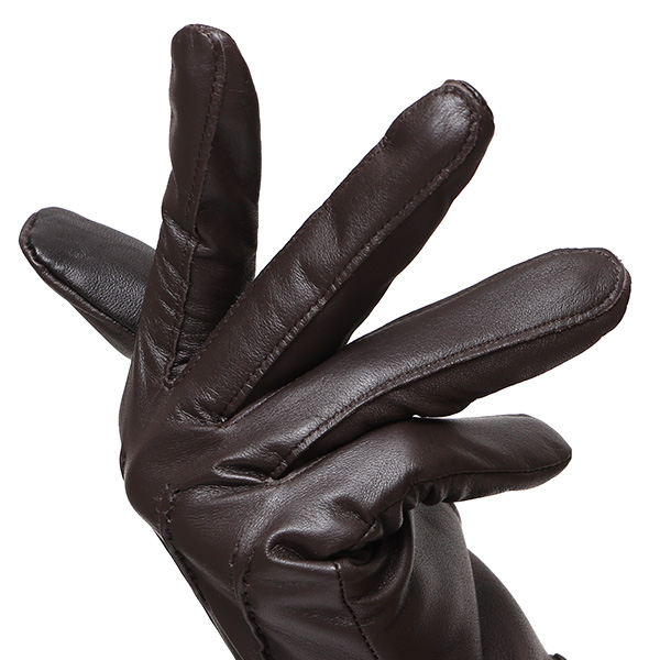  佐々木手袋 日本製 牛革 レザー レディース 手袋 スマートフォン対応 ダークブラウン ブラウン 茶 茶色 防寒 革手袋 本革 国産 オールレザー 化粧箱付き スマホ対応 タッチパネル 操作可能 高級 おしゃれ プレゼント 女性 大人 通勤 三本山 経年変化 味わい 暖かい