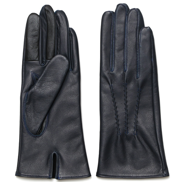 佐々木手袋 レディース 牛革 三本山革手袋 ネイビー