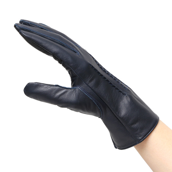  佐々木手袋 日本製 牛革 レザー レディース 手袋 スマートフォン対応 ブルー ネイビー 青色 防寒 革手袋 本革 国産 オールレザー 化粧箱付き スマホ対応 タッチパネル 操作可能 高級 おしゃれ プレゼント 女性 大人 通勤 三本山 経年変化 味わい 暖かい