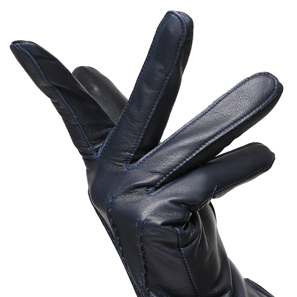  佐々木手袋 日本製 牛革 レザー レディース 手袋 スマートフォン対応 ブルー ネイビー 青色 防寒 革手袋 本革 国産 オールレザー 化粧箱付き スマホ対応 タッチパネル 操作可能 高級 おしゃれ プレゼント 女性 大人 通勤 三本山 経年変化 味わい 暖かい
