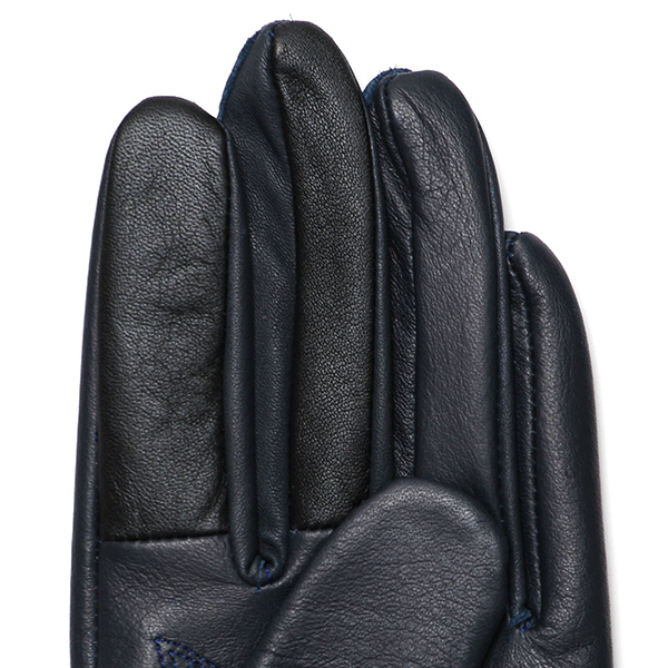  佐々木手袋 日本製 牛革 レザー レディース 手袋 スマートフォン対応 ブルー ネイビー 青色 防寒 革手袋 本革 国産 オールレザー 化粧箱付き スマホ対応 タッチパネル 操作可能 高級 おしゃれ プレゼント 女性 大人 通勤 三本山 経年変化 味わい 暖かい