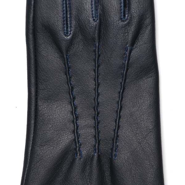  佐々木手袋 日本製 牛革 レザー レディース 手袋 スマートフォン対応 ブルー ネイビー 青色 防寒 革手袋 本革 国産 オールレザー 化粧箱付き スマホ対応 タッチパネル 操作可能 高級 おしゃれ プレゼント 女性 大人 通勤 三本山 経年変化 味わい 暖かい