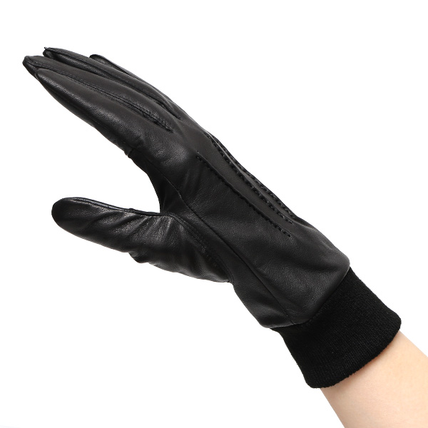  佐々木手袋 日本製 牛革 レザー レディース 手袋 スマートフォン対応 ブラック 黒 黒色 リブ付き カフス付き 防寒 革手袋 本革 国産 オールレザー 化粧箱付き スマホ対応 タッチパネル 操作可能 高級 おしゃれ プレゼント 女性 大人 通勤 三本山 暖かい