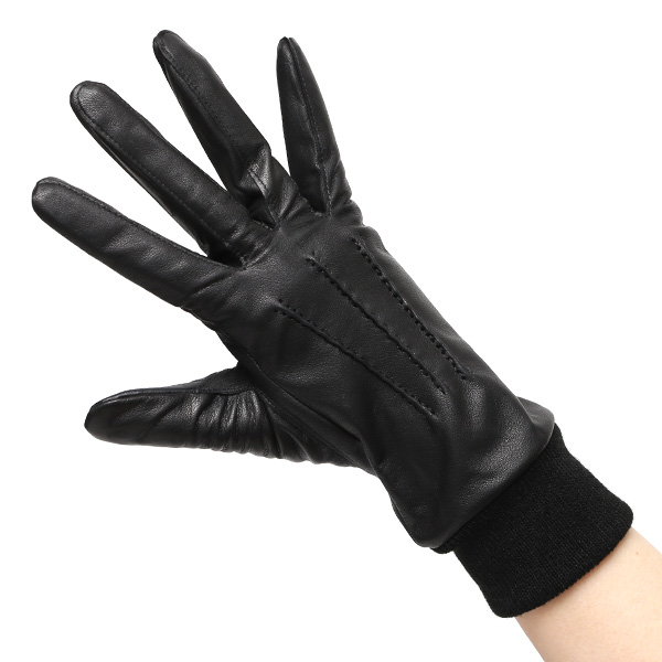  佐々木手袋 日本製 牛革 レザー レディース 手袋 スマートフォン対応 ブラック 黒 黒色 リブ付き カフス付き 防寒 革手袋 本革 国産 オールレザー 化粧箱付き スマホ対応 タッチパネル 操作可能 高級 おしゃれ プレゼント 女性 大人 通勤 三本山 暖かい