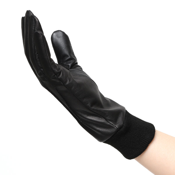  佐々木手袋 日本製 牛革 レザー レディース 手袋 スマートフォン対応 ブラック 黒 黒色 リブ付き カフス付き 防寒 革手袋 本革 国産 オールレザー 化粧箱付き スマホ対応 タッチパネル 操作可能 高級 おしゃれ プレゼント 女性 大人 通勤 三本山 暖かい