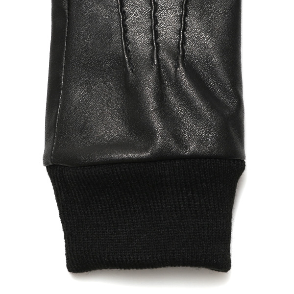  佐々木手袋 日本製 牛革 レザー レディース 手袋 スマートフォン対応 ブラック 黒 黒色 リブ付き カフス付き 防寒 革手袋 本革 国産 オールレザー 化粧箱付き スマホ対応 タッチパネル 操作可能 高級 おしゃれ プレゼント 女性 大人 通勤 三本山 暖かい