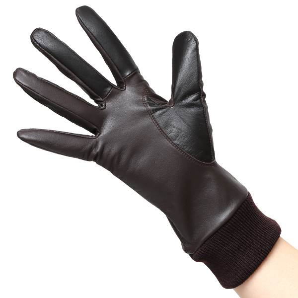  佐々木手袋 日本製 牛革 レザー レディース 手袋 スマートフォン対応 ダークブラウン ブラウン 茶 茶色 リブ付き カフス付き 防寒 革手袋 本革 国産 オールレザー 化粧箱付き スマホ対応 タッチパネル 操作可能 高級 おしゃれ プレゼント 女性 大人 通勤 三本山 暖かい