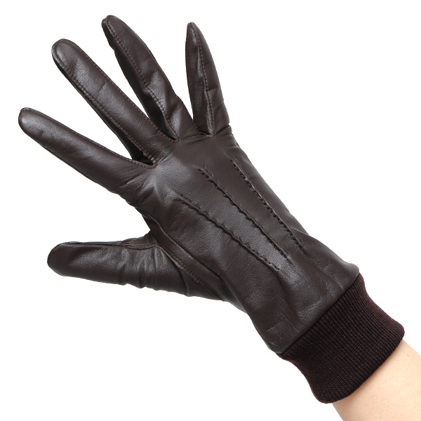  佐々木手袋 日本製 牛革 レザー レディース 手袋 スマートフォン対応 ダークブラウン ブラウン 茶 茶色 リブ付き カフス付き 防寒 革手袋 本革 国産 オールレザー 化粧箱付き スマホ対応 タッチパネル 操作可能 高級 おしゃれ プレゼント 女性 大人 通勤 三本山 暖かい