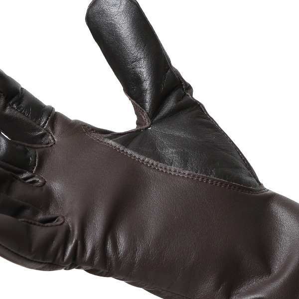  佐々木手袋 日本製 牛革 レザー レディース 手袋 スマートフォン対応 ダークブラウン ブラウン 茶 茶色 リブ付き カフス付き 防寒 革手袋 本革 国産 オールレザー 化粧箱付き スマホ対応 タッチパネル 操作可能 高級 おしゃれ プレゼント 女性 大人 通勤 三本山 暖かい