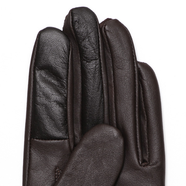  佐々木手袋 日本製 牛革 レザー レディース 手袋 スマートフォン対応 ダークブラウン ブラウン 茶 茶色 リブ付き カフス付き 防寒 革手袋 本革 国産 オールレザー 化粧箱付き スマホ対応 タッチパネル 操作可能 高級 おしゃれ プレゼント 女性 大人 通勤 三本山 暖かい