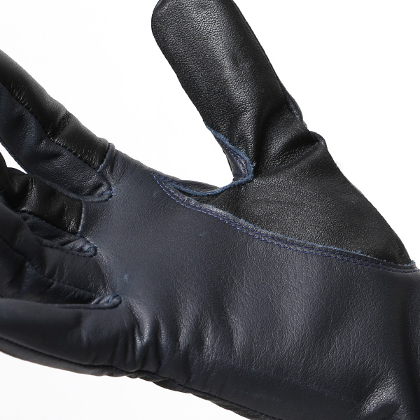 佐々木手袋 日本製 牛革 レザー レディース 手袋 スマートフォン対応 ブルー ネイビー 青色 リブ付き カフス付き 防寒 革手袋 本革 国産 オールレザー 化粧箱付き スマホ対応 タッチパネル 操作可能 高級 おしゃれ プレゼント 女性 大人 通勤 三本山 暖かい