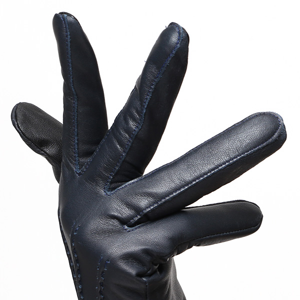 佐々木手袋 日本製 牛革 レザー レディース 手袋 スマートフォン対応 ブルー ネイビー 青色 リブ付き カフス付き 防寒 革手袋 本革 国産 オールレザー 化粧箱付き スマホ対応 タッチパネル 操作可能 高級 おしゃれ プレゼント 女性 大人 通勤 三本山 暖かい