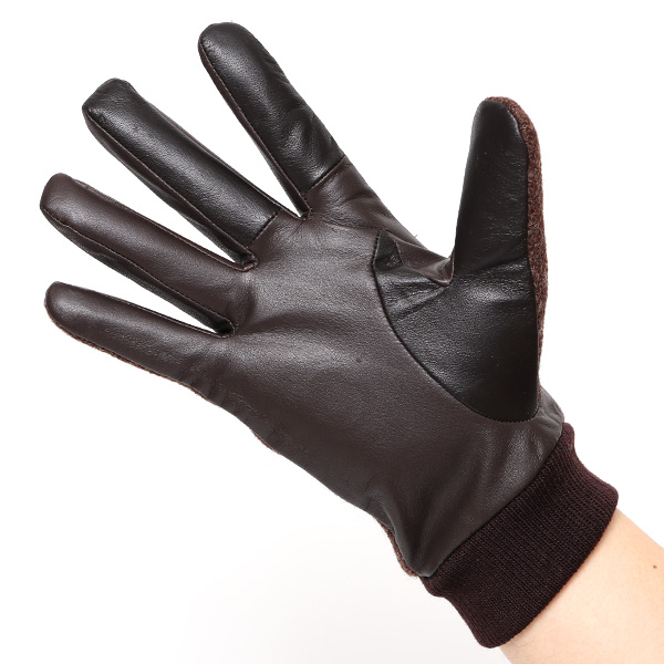  佐々木手袋 日本製 ハリスツイード 牛革 レザー メンズ 手袋 スマートフォン対応 ダークブラウン ブラウン 茶 茶色 リブ付き カフス付き 防寒 革手袋 本革 国産 オールレザー 化粧箱付き スマホ対応 タッチパネル 操作可能 高級 おしゃれ プレゼント 男性 暖かい