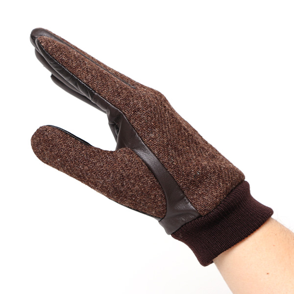  佐々木手袋 日本製 ハリスツイード 牛革 レザー メンズ 手袋 スマートフォン対応 ダークブラウン ブラウン 茶 茶色 リブ付き カフス付き 防寒 革手袋 本革 国産 オールレザー 化粧箱付き スマホ対応 タッチパネル 操作可能 高級 おしゃれ プレゼント 男性 暖かい