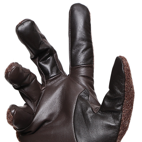  佐々木手袋 日本製 ハリスツイード 牛革 レザー メンズ 手袋 スマートフォン対応 ダークブラウン ブラウン 茶 茶色 リブ付き カフス付き 防寒 革手袋 本革 国産 オールレザー 化粧箱付き スマホ対応 タッチパネル 操作可能 高級 おしゃれ プレゼント 男性 暖かい