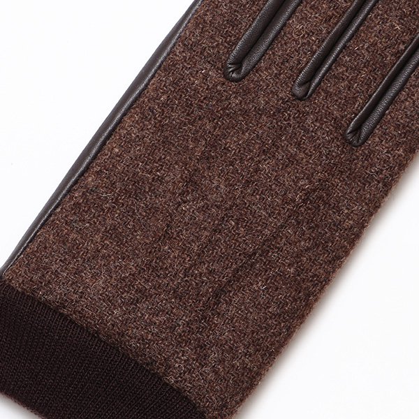  佐々木手袋 日本製 ハリスツイード 牛革 レザー メンズ 手袋 スマートフォン対応 ダークブラウン ブラウン 茶 茶色 リブ付き カフス付き 防寒 革手袋 本革 国産 オールレザー 化粧箱付き スマホ対応 タッチパネル 操作可能 高級 おしゃれ プレゼント 男性 暖かい