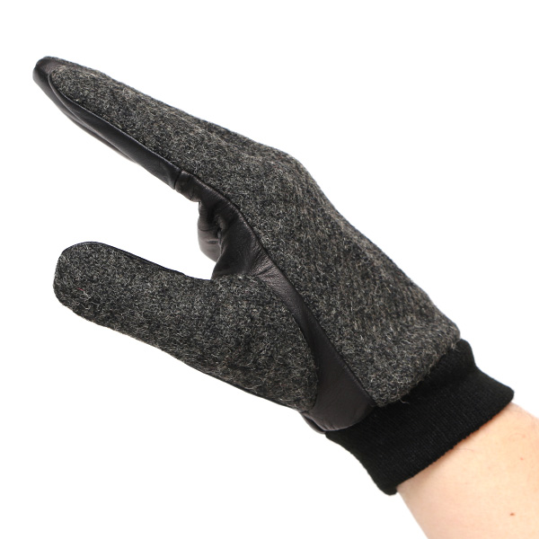 佐々木手袋 日本製 ハリスツイード 牛革 レザー メンズ 手袋 スマートフォン対応 ダークグレー グレー グレイ 灰色 リブ付き カフス付き 防寒 革手袋 本革 国産 オールレザー 化粧箱付き スマホ対応 タッチパネル 操作可能 高級 おしゃれ プレゼント 男性 暖かい