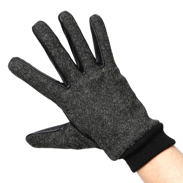 佐々木手袋 日本製 ハリスツイード 牛革 レザー メンズ 手袋 スマートフォン対応 ダークグレー グレー グレイ 灰色 リブ付き カフス付き 防寒 革手袋 本革 国産 オールレザー 化粧箱付き スマホ対応 タッチパネル 操作可能 高級 おしゃれ プレゼント 男性 暖かい