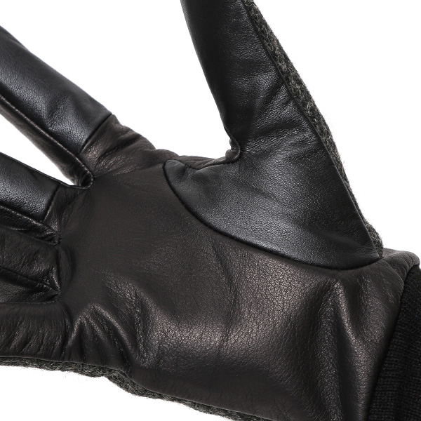 佐々木手袋 日本製 ハリスツイード 牛革 レザー メンズ 手袋 スマートフォン対応 ダークグレー グレー グレイ 灰色 リブ付き カフス付き 防寒 革手袋 本革 国産 オールレザー 化粧箱付き スマホ対応 タッチパネル 操作可能 高級 おしゃれ プレゼント 男性 暖かい